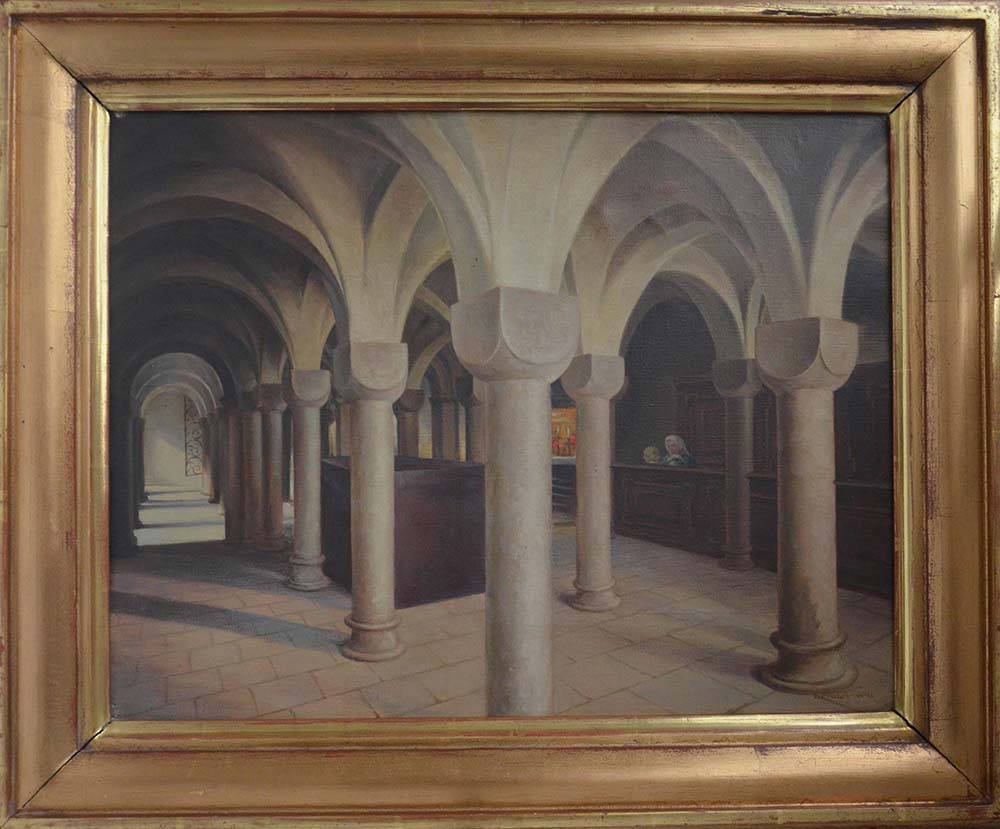 Staroboleslavská krypta, olej 52x62 cm, signován 1942